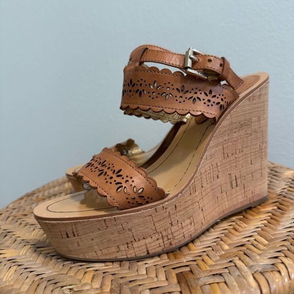 Coach Laser Cut Gena Wedge Sandal Size 7 - Picture 6 of 15